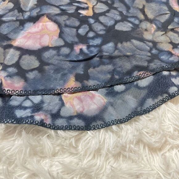 Aritzia Wilfred Free Silk Dress Blue Floral Spagetti Strap Ruffle Mini Summer Si - Picture 6 of 12